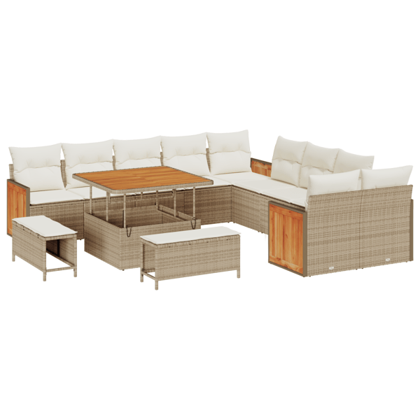 Trädgårdsoffset 17 pcs Beige och gräddfärgad konstrotting