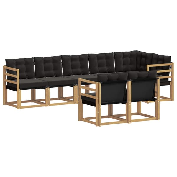 Utomhussoffset med kudde 8 pcs Vit och svart