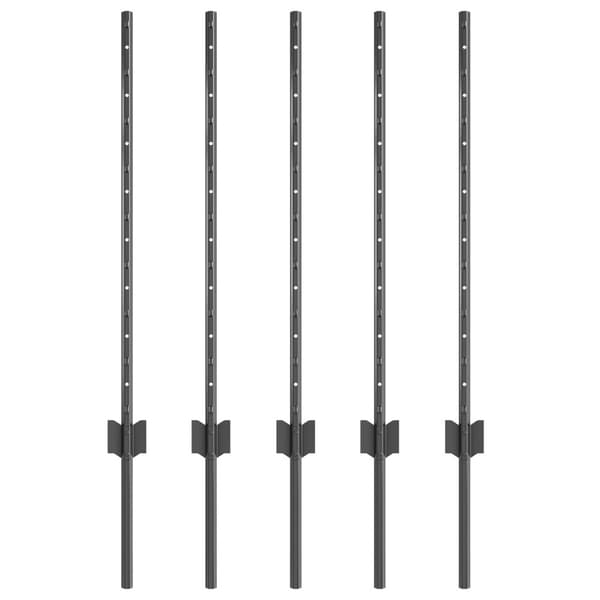 Stängselstolpe 5 pcs Grå 80 cm Stål