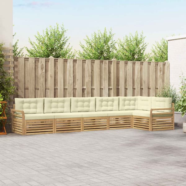 Utomhussoffset 6 pcs Vit och grädde 408 x 170,5 x 73 cm