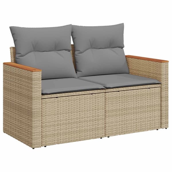Soffset 8 st Beige och Ljusgrå Poly Rattan och stål
