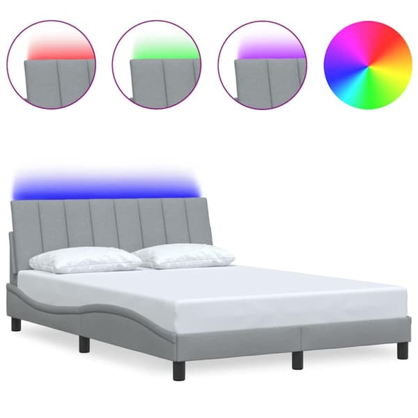 Bed Frame without Mattress "Hanko" Light Grey 140x190cm Fabric