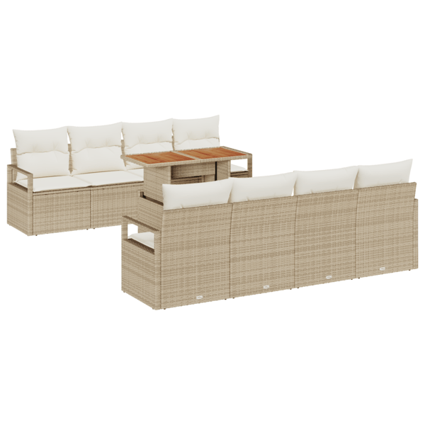 Trädgårdsoffset med lagring 9 pcs Beige Poly rattan