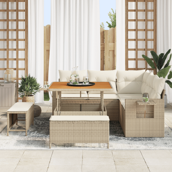 Trädgårdsoffset 8 st Beige konstrotting