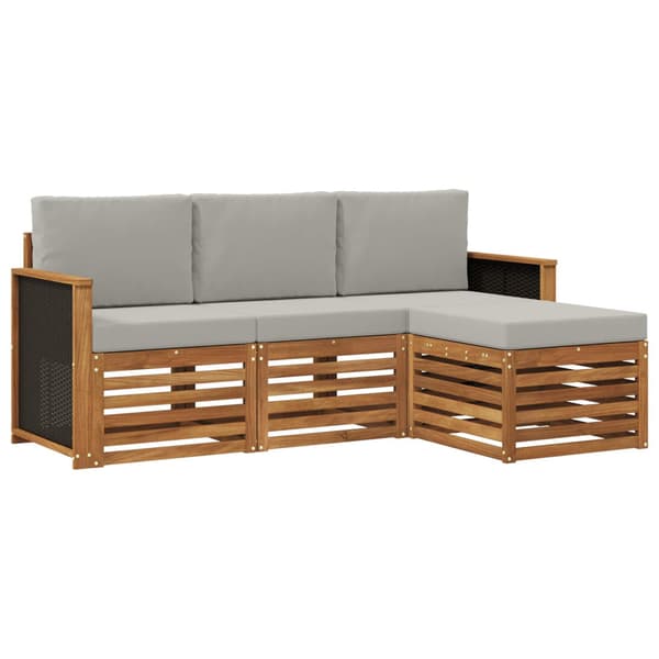 Utomhussoffset 4 pcs Naturlig och ljusgrå