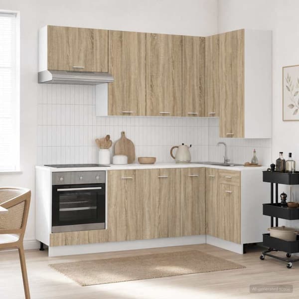 Köksenhet LYON 8 pcs Sonoma-ek Konstruerat trä