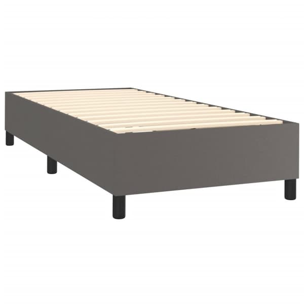 Ramsäng med madrass grå 100x200 cm konstläder