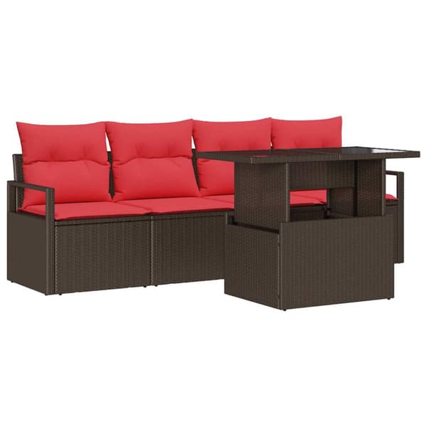 Trädgårdsoffset 5 st Brun Poly rattan