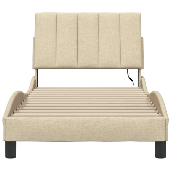 Bed Frame without Mattress "Hanko" Cream 80x200cm Fabric