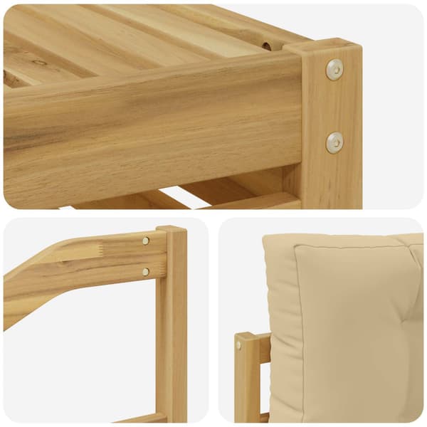 Utomhussoffset med kudde 4 pcs Vit och Beige Polyester