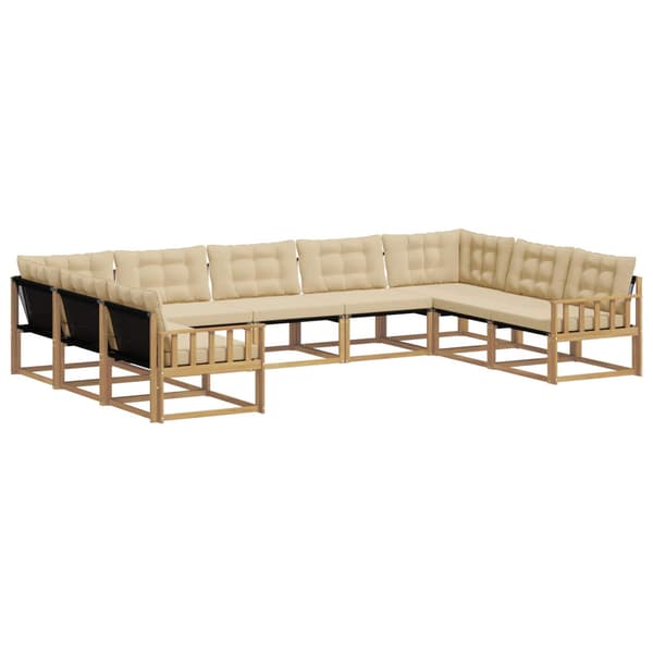 Utomhussoffset med kudde 9 pcs Vit och Beige