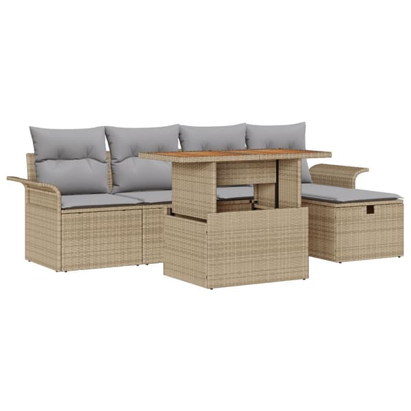 Trädgårdsoffset 6 pcs Beige konstrotting