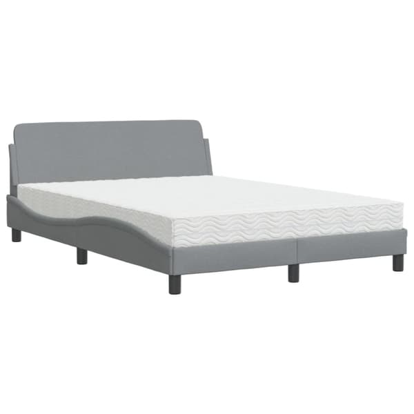 Bed with Mattress "Dover" Light Grey 140x200 cm Fabric
