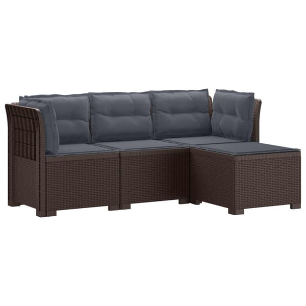 4-sits Trädgårdsoffa med Kuddar Rattan Look PP Brun