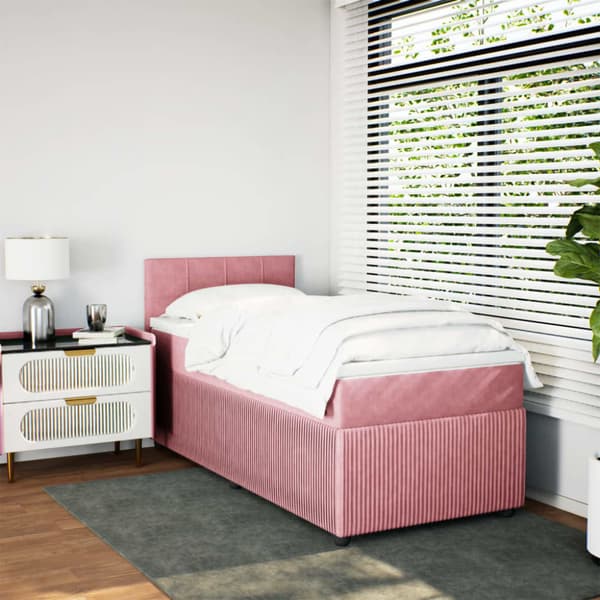 Ramsäng med madrass rosa 100x200 cm sammet