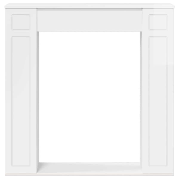 Eldstadsram Vit högglans 100 x 20 x 100 cm Konstruerat trä