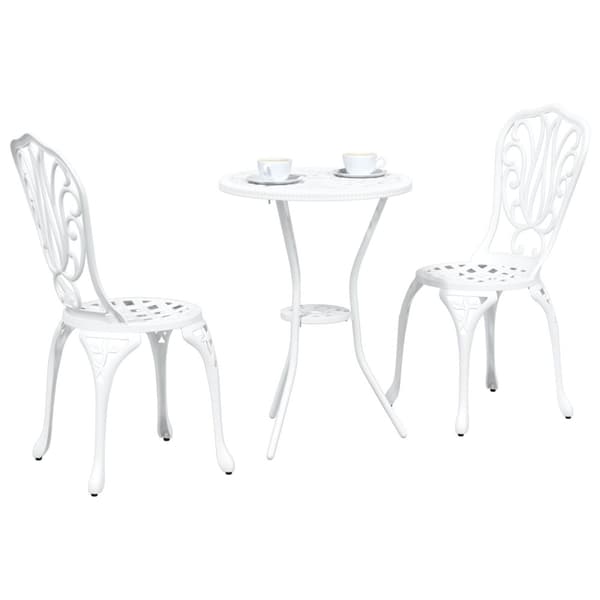Trädgårds Bistro Set 3 pcs Vit Aluminium