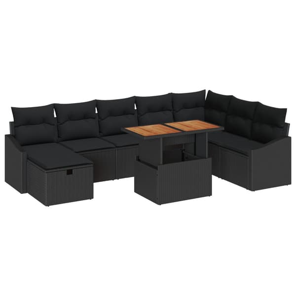 Trädgårdsoffset 9 pcs Svart konstrotting