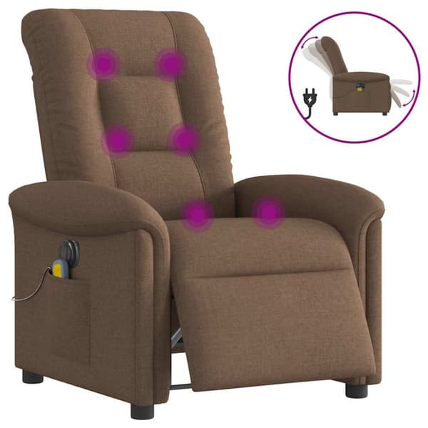Elektrisk massagefåtölj brun tyg