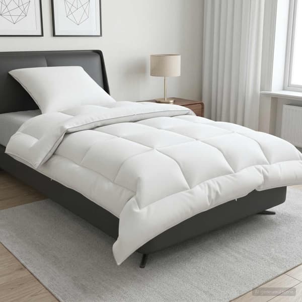 Täcke och kudde set 2 st 150x200 cm 4 årstider 220 GSM Ull Vit