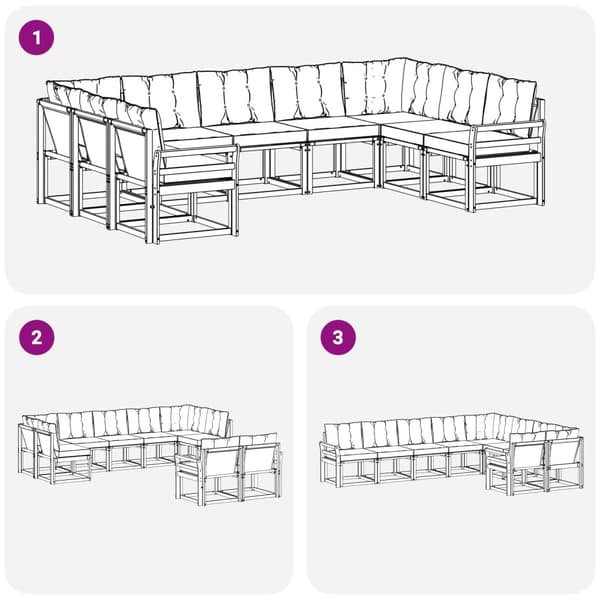 Utomhussoffset med kudde 9 pcs Vit och Beige