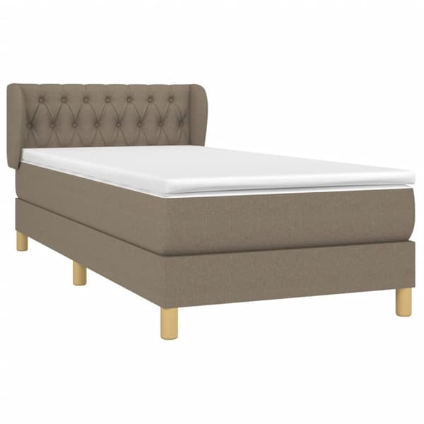 Ramsäng med madrass taupe 90x190 cm tyg