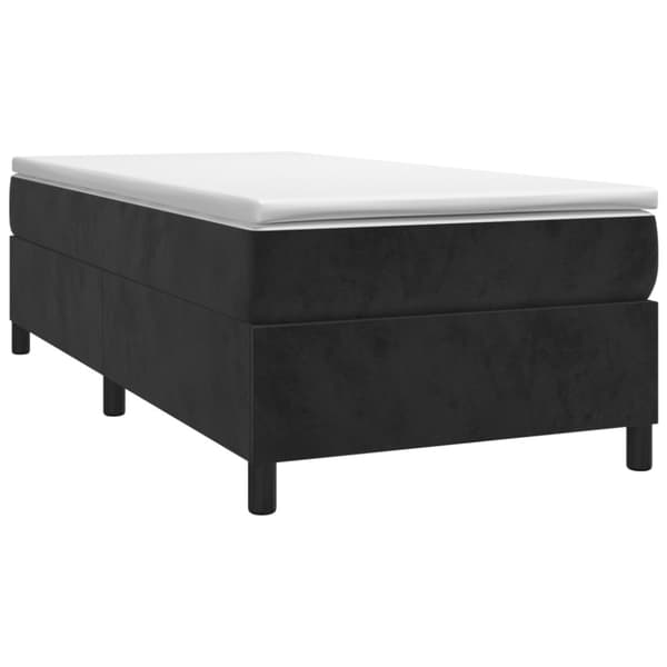 Boxspring-sängram svart 90x200 cm sammet