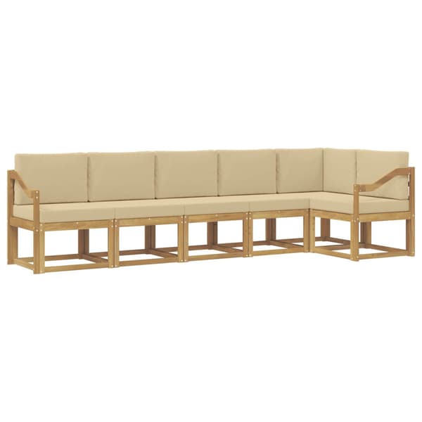 Utomhussoffset med kudde 6 pcs Vit och Beige Polyester