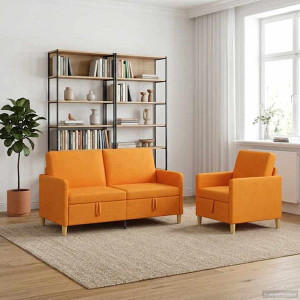 Soffgrupp med förvaring 2 pcs Mörkgul Polyester