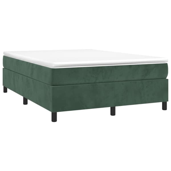 Boxspring-sängram mörkgrön 140x200 cm sammet