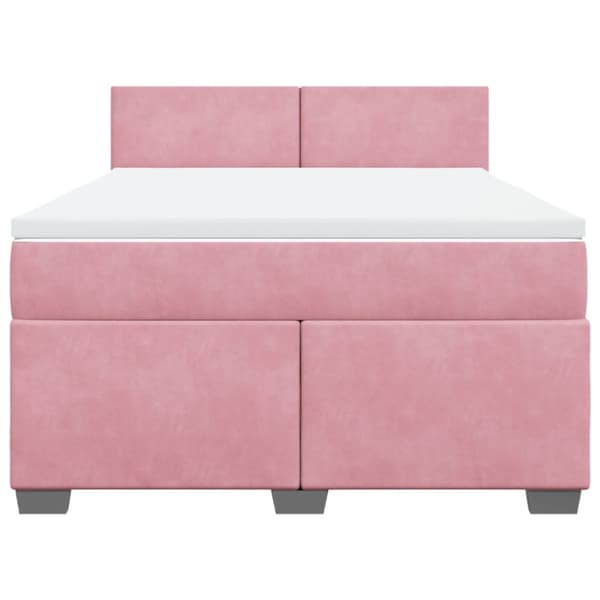 Ramsäng med madrass rosa 140x190 cm sammet