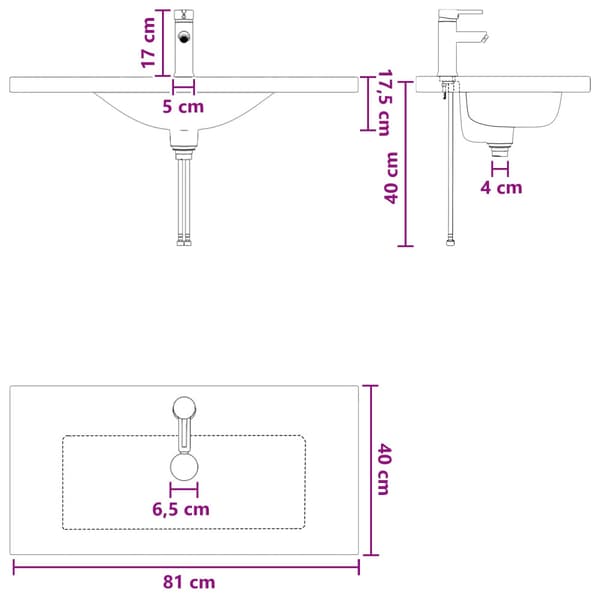 Badrumsmöbelset Vit 81 x 40 x 84,5 cm Konstruerat trä