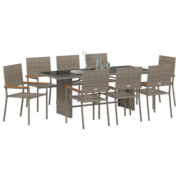 Trädgårdsmöbelset 9 pcs Grå konstrotting