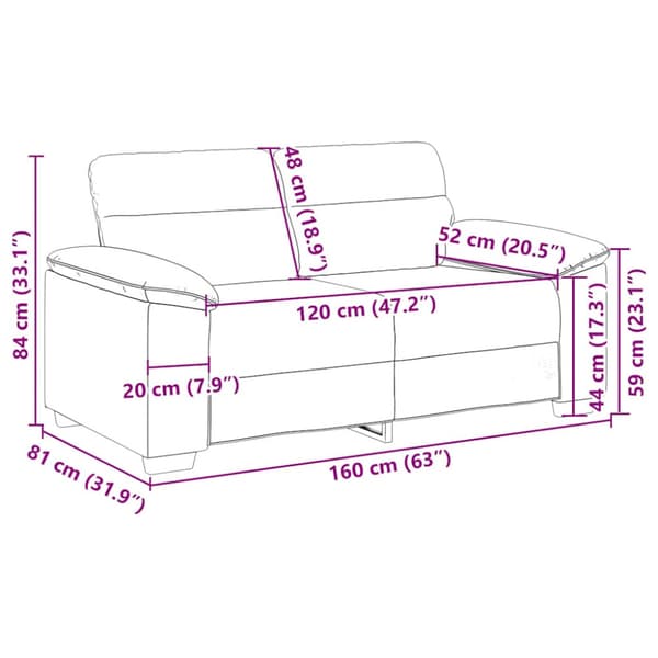 2-sitssoffa brun 160x81x84 cm tyg