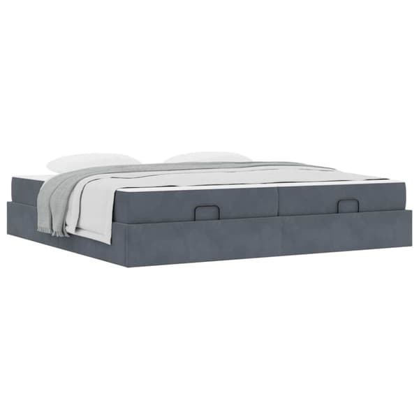 Sängram med madrass med madrass 2 pcs Dämpad Grå Sammet