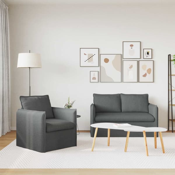 Soffset 2 pcs Mörkgrå 136 x 82 x 85 cm Tyg