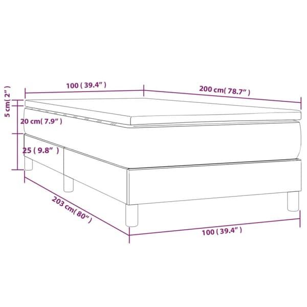 Ramsäng med madrass gräddvit 100x200 cm tyg