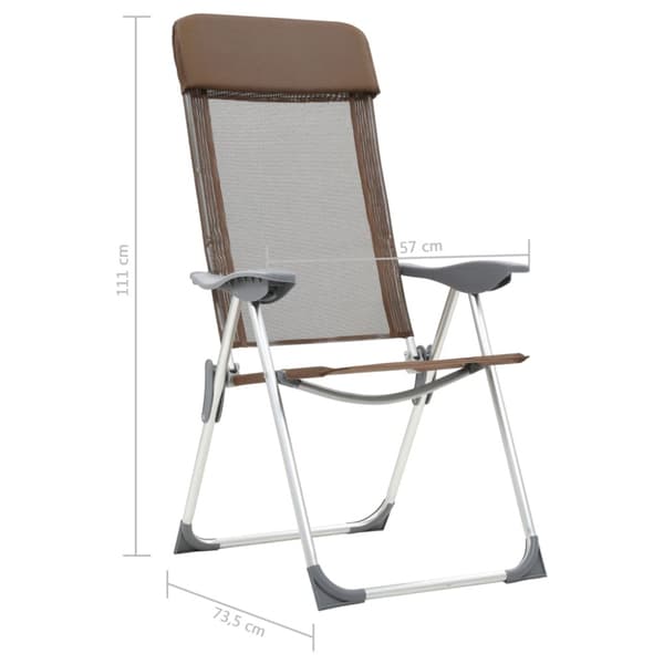Hopfällbara campingstolar 4 st aluminium brun
