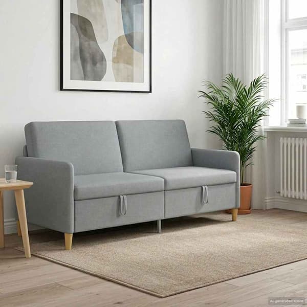 Soffa med förvaring Ljusgrå 192 x 78 x 87 cm Polyester