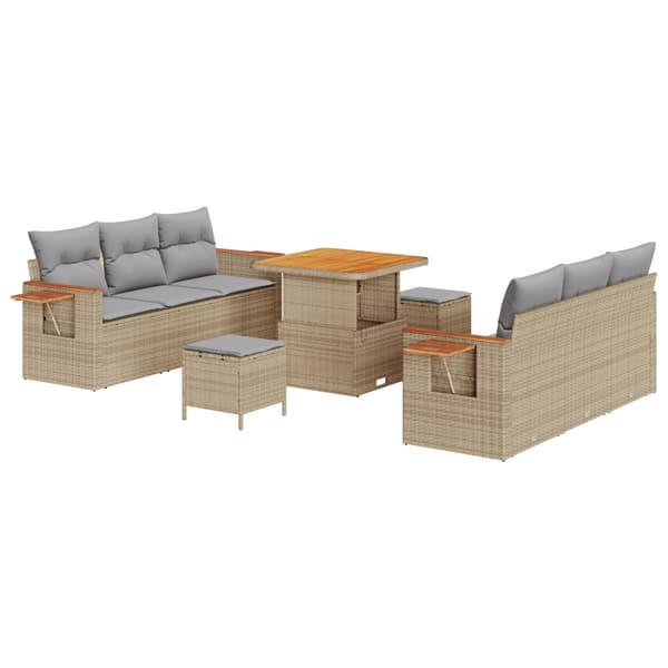Trädgårdsoffset med kudde 9 pcs Beige och Ljusgrå