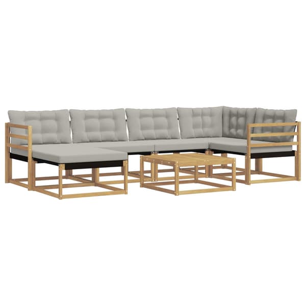 Utomhussoffset 7 pcs Vit och ljusgrå 79 x 79 x 37 cm