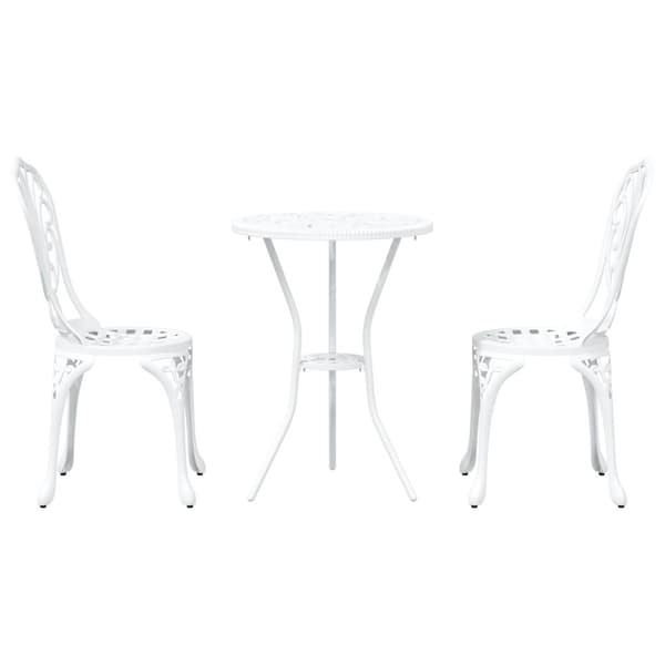 Trädgårds Bistro Set 3 pcs Vit Aluminium
