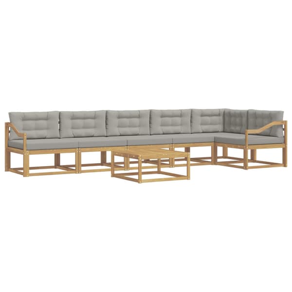 Utomhussoffset 7 pcs Vit och ljusgrå 79 x 79 x 37 cm Polyester
