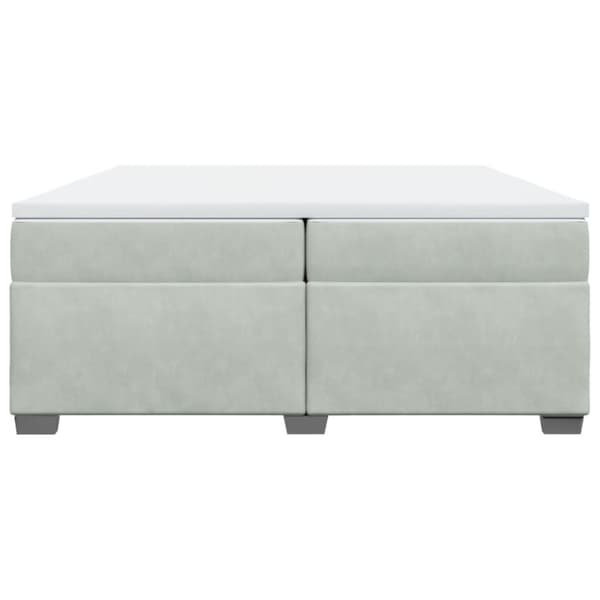Ramsäng med madrass ljusgrå 200x200 cm sammet