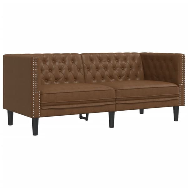 Soffgrupp chesterfield 2 delar brun konstmocka