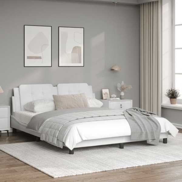 Bed Frame with LED without Mattress "Zadar" White 160x200 cm
