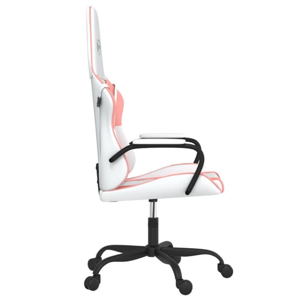 Gamingstol vit och rosa konstläder