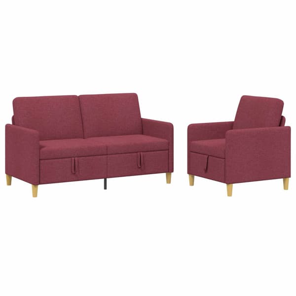 Soffgrupp med förvaring 2 pcs Vinröd Polyester