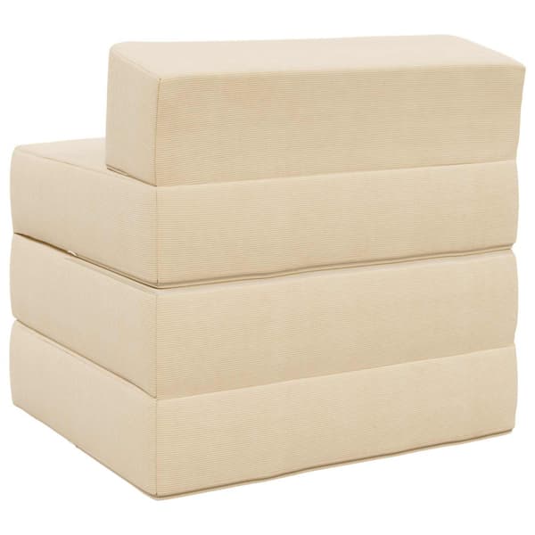 Fällbar Soffbed Gräddvit 200 x 70 x 15 cm Kordread tyg