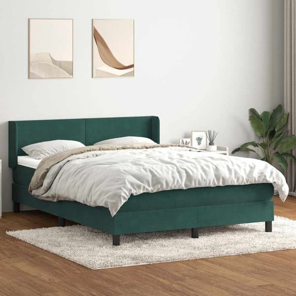 Ramsäng med madrass mörkgrön 160x220 cm sammet